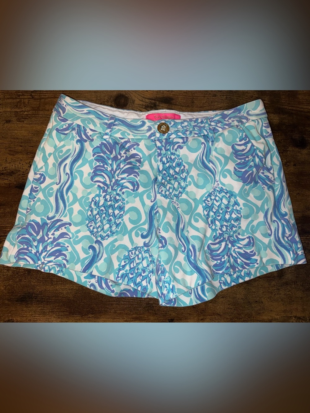 Lilly Pulitzer Bennett Blue Out of the Blue Pineapple Shorts Women’s Size 0